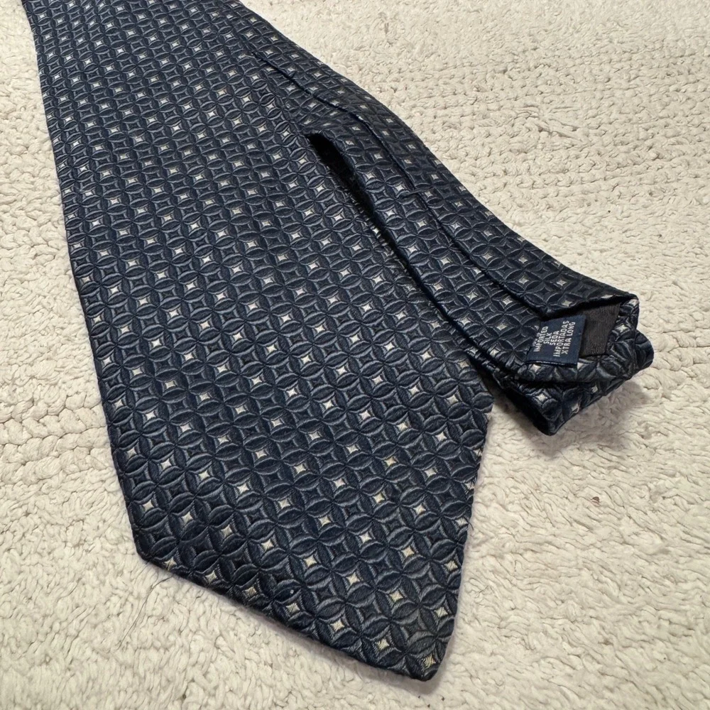 Stafford Tie Blue Geometric Silk Professional Extra Long Executive Necktie VTG